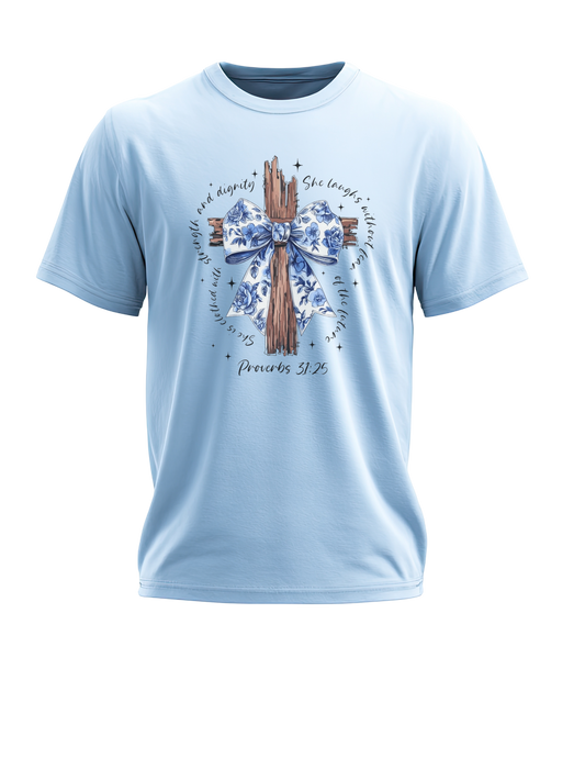 Cross with Flower Bow T-Shirt